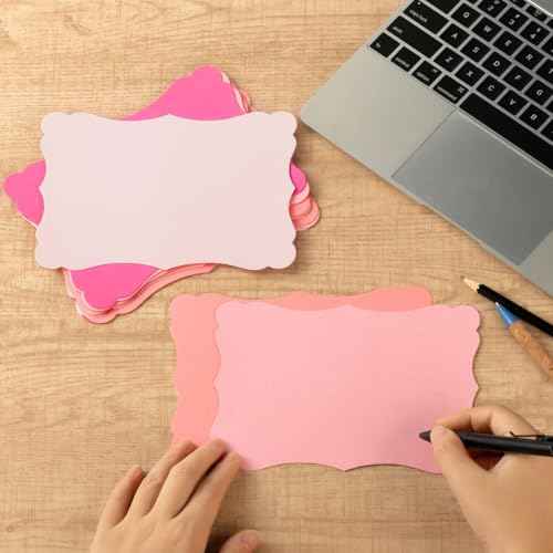 50 Pack Blank Kraft Cards Cardstock Thick Paper Brown Greeting Cards for DIY Gift Card Menus, Baby Shower and Wedding Invitations (Pink, 5 Colors, 5x7IN)