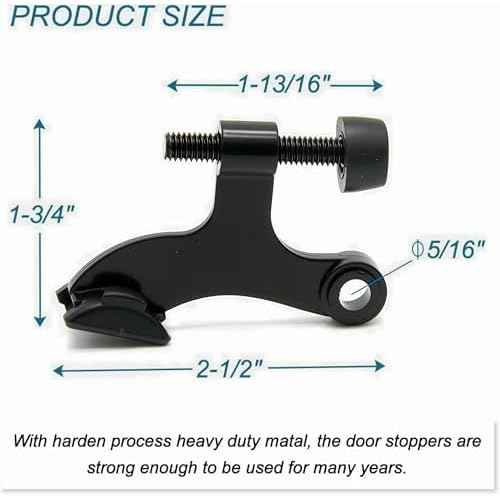 48Pack Hinge Pin Black Door Stopper, Adjustable Heavy Duty Hinge Pin Door Stop with Black Rubber Bumper Tips