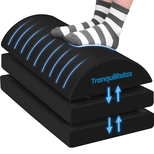 Foot Rest for Under Desk at Work, Gaming Accessories Foot Stool with 3 Adjustable Heights & Washable Cover, Comfortable Office Desk Accessories, Footrest for Office, Home and Car (Black)