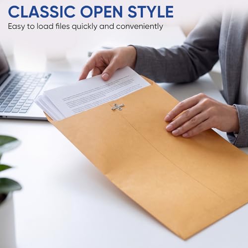 20 Pack Heavyweight Brown Kraft Clasp Envelopes 9x12 & 10x13 for Office & School