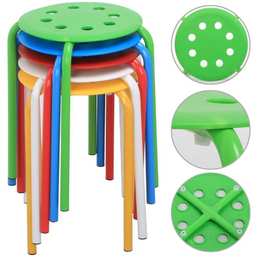 Yaheetech Multicolor Stackable Classroom Stools Set of 5, 17.3" Height