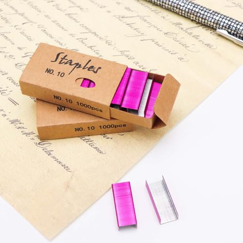 Rose Red No.10 Staples Mini Staple Refills 1000/Box, 2 Boxes/Pack, 2000 Count