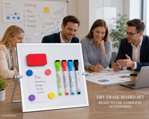 10x10 Inch Magnetic Whiteboard with Stand - Small Dry Erase Board for Office & Home
