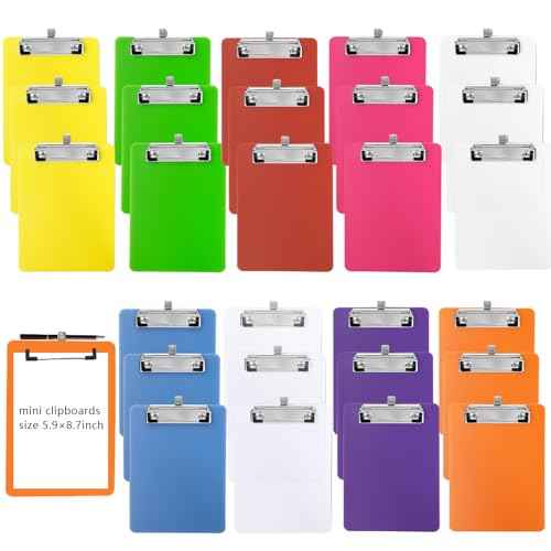 27 Pcs Mini Clipboards with Pen Holder Clip 6 x 9 Inch Small Plastic Clipboard A5 Memo Clipboard Shopping List Clipboards Colorful Menu Pads for School Office Restaurant Cafe Hotel Supplies