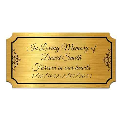 Engraved Name Plates 2" x 4" Urn Name Plate Engraved Trophy Plates Name Plates for Urns Custom Engraved Brass Plaques with Adhesive Backing(Gold, Design 3)