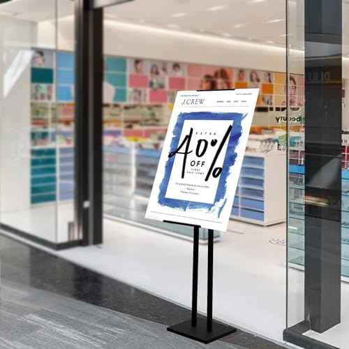Heavy Duty Sign Stand, Metal Floor Standing Poster Stand, Retractable Height Poster Board Stand and 180¡Æ Rotation, Display Stands for Vendor Events, Black Foam Board Stand 2 Pack