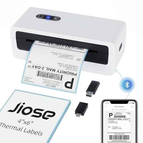Jiose Shipping Label Printer - 4x6 Desktop Thermal Label Printer for Small Business - Compatible with MacOS Windows