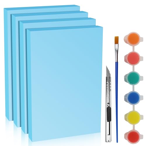 LuckyFoam Blue Foam Sheets 4 Pack 12x7.5 Inch 1 Inch Thick for Crafts & Insulation