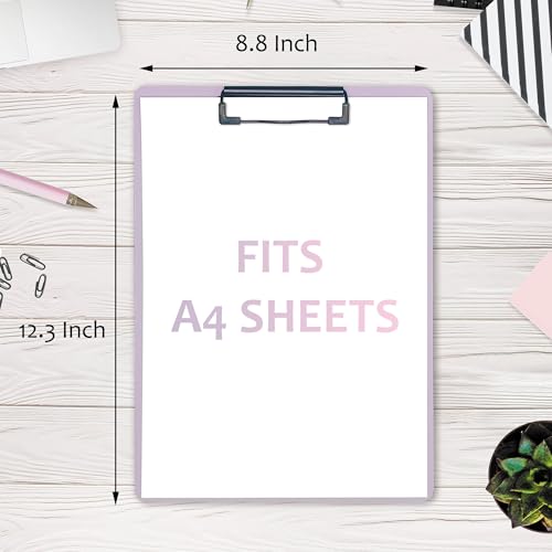 4-Pack Plastic Clipboards with Low-Profile Clip – 12.3 x 8.8 in Assorted Colors