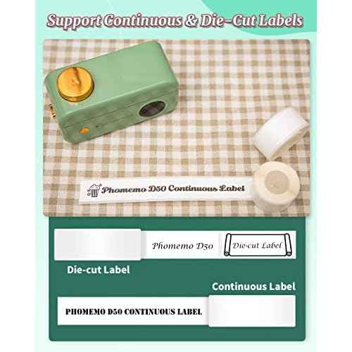 Phomemo Large Label Maker Machine with Tape D50 for 3/5" to 9/10" tape, Portable Thermal Label Maker Machine, Bluetooth Label Printer for Address,Storage,Office, Support Phones & Pad, USB Rechargeable