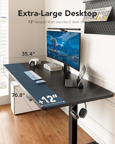 HUANUO 71 x 35 Inch Electric Standing Desk with Brushless Motor, Black