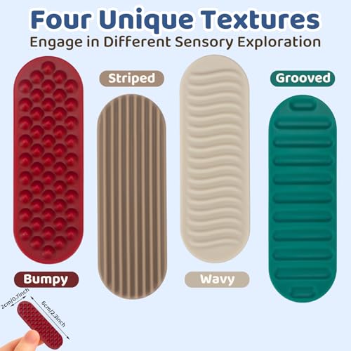 Textured Sensory Stickers for Adults ? 16PC Adhesive Calm Strips for Anxiety & Stress Relief ? Quiet Fidget Toys for Work, Office, Travel & Desk Use