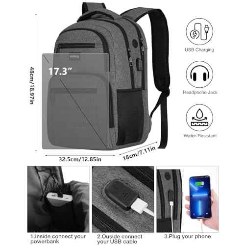 Backpacks for Men 17.3 Inch,Bagpacks School Backpack for Boys Teenager,Computer Backpack with Laptop Compartment & USB Charger,Mochilas Hombres Morrales for Workout College Middle School