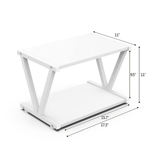 VEDECASA Retro Desktop Printer Stand 2 Double Tiers Wood Printer Shelf Rustic Industrial Farmhouse Wood Storage Book Shelf Organizor for Home Office Stylish Sturdy V Shaped (Dark Grey)