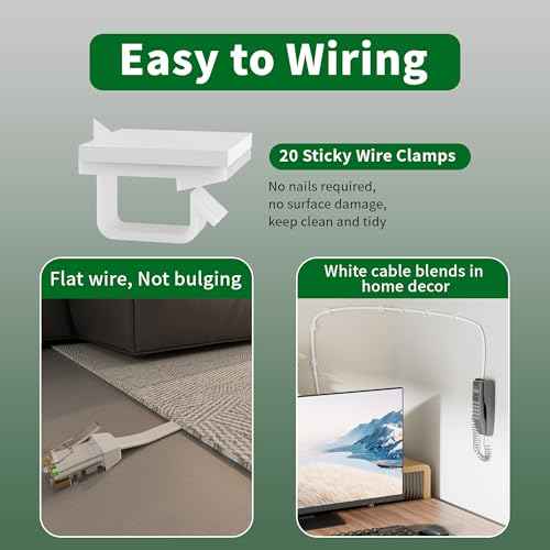 Telephone Extension Cord 250 Ft, Anti-UV Weatherproof Phone Cable Line Wire with Standard RJ11 Plug for Landline Modem Fax Machine Outdoor with Couplers&Clip Holders&Connectors -Flat-White