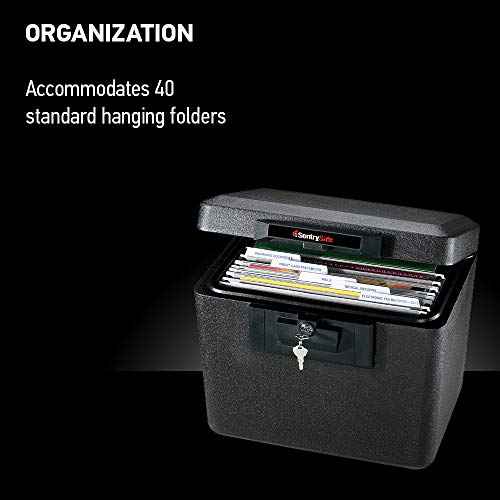 SentrySafe Black Fireproof Document Box with Key Lock, Safe Secures Files and Documents for Home or Office, 0.61 Cubic Feet, 13.6 x 15.3 x 12.1 inches, 1170