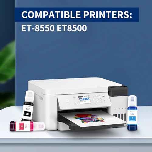 552 Ink 600ml Refill Ink Bottle Replacement for EcoTank Photo ET-8550 ET-8500 Printer High Capacity 6-Pack (Not Sublimation Ink)