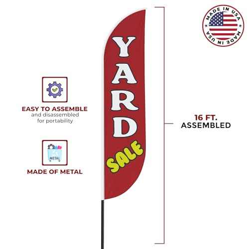Yard Sele Sign feather flag for Outdoor by Mavis Print | 11.5 FEET Long Polyester Outdoor Banner Flag for Easy Hang | HD Print Swooper I Flag Only for Business Sele Advertising I Flag Only