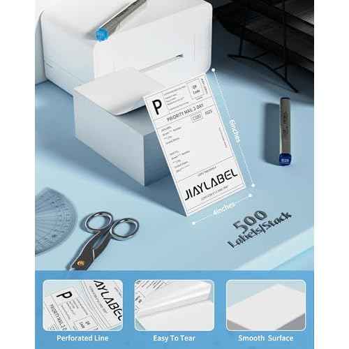 4x6 Thermal Shipping Label Paper for Thermal Label Printer USPS UPS Address Mailing Stickers Big Packing Fanfold White 500 Labels/Stack,4 Stacks, Total 2000PCS