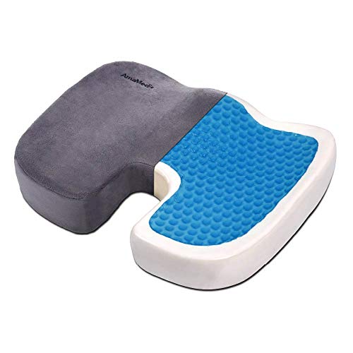 Seat Cushion Memory Foam (Grey)- Comfort Seat Cushion for Office Chair Seat Cushion Breathable Design for Car, Office, Wheelchair, Truck, Gel Seat Pad Cushion