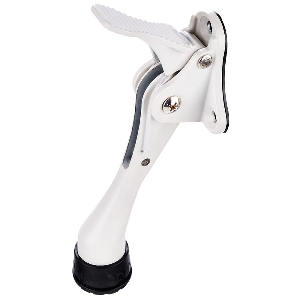 One Touch Kickdown Door Stopper, Door Holder, Heavy Duty Door Stops, Bottom of Door, Height-Adjustable Rubber Tips by HASHI (White 4 inch x 1pack)