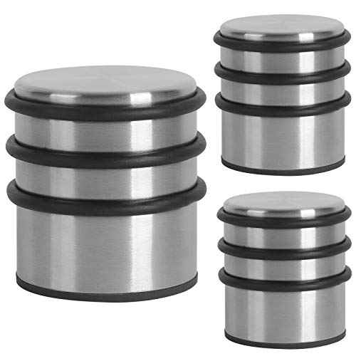 KINJOEK 3 PCS Heavy Weight Door Stopper, No DrillStainless Steel Door Stop with Protective Rubber Bands Door Wedge for Office, Home, Garage, Laundry Door