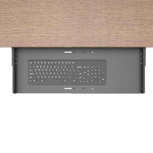 JINGCHENGMEI Sliding Keyboard Tray Under Desk, Pull-Out Keyboard and Mouse Tray, 27 x 9.8 inches Large Platform Slide-Out Computer Drawer for Typing, Metal, Black