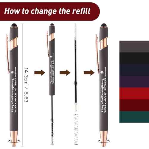 Fumete 42 Pcs Christian Ballpoint Pens Bulk Sunday School Gift for Church Stylus Pens with Inspirational Bible Verse Quote Touch Screen Sunday School Baptism Party Favor, Black Ink(Bright Color)