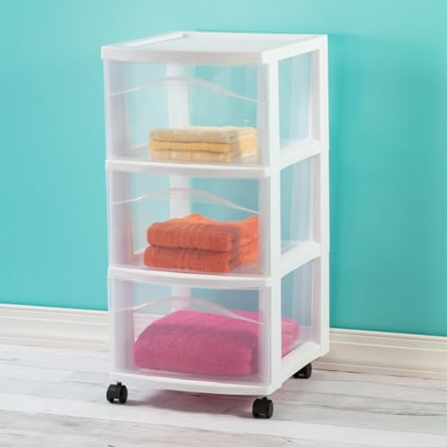 Sterilite 3-Drawer Cart with Wheels, White – 2-Pack