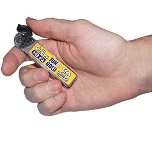 June Gold 440 Pieces, 0.7 mm HB #2 Lead Refills, 110 Pieces Per Dispenser, Medium Thickness, Break Resistant Lead/Graphite (Pack of 4 Dispensers)