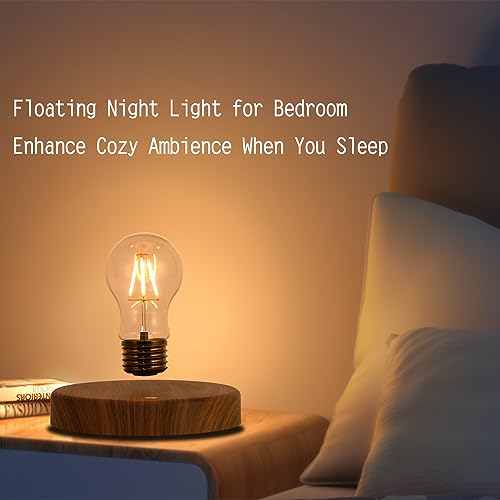 Levitating Floating Light Bulb, Magnetic Levitation Wireless Bulb Lamp, Gravity Lamps, Magnetic Levitating Decor& Display for Room and Office, Unique Tech Gift and Toy.