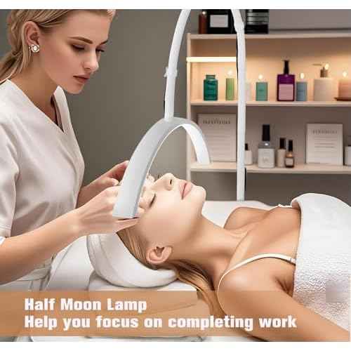 Nail Lamp Lash Light, 20In Wide 3 Light Modes Half Moon Light with 10 Brightness Levels, Adjustable Gooseneck LED Desk Lamp with Clamp for Eyelash Extensions, Skincare and Tattoo