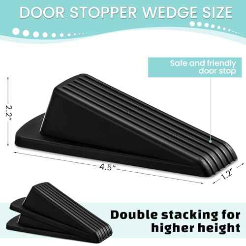 Frienda 60 Pcs Door Stoppers Bulk Rubber Stop Height up to 1.2 Inches Wedge Stopper for Heavy Duty Door Bottom Carpet Tile Concrete Wooden Floor (Black)