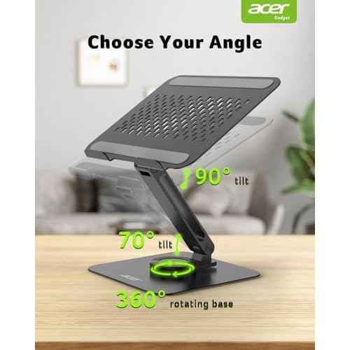 acer Laptop Stand for Desk - with 360 Swivel Base, Rotating Laptop Riser for Desk, Adjustable Computer Stand for Laptops, Ergonomic Riser Holder Foldable, Portable MacBook Pro Air (10-16") - Black