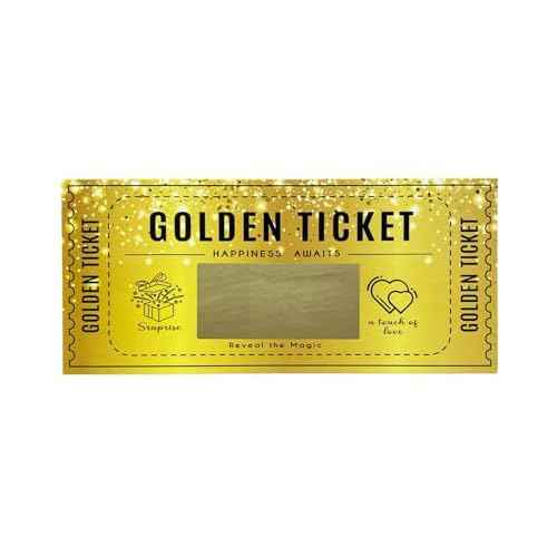 | Golden Ticket Scratch Card | Personalized Gift Set for Birthdays, Movie Vouchers & Special Messages | Elegant Gold Design