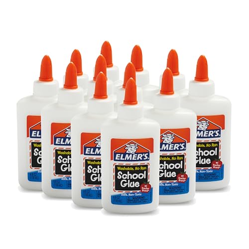 Elmer's White Liquid School Glue - 4 Oz, Pack of 12, Safe & Washable for Arts & Crafts