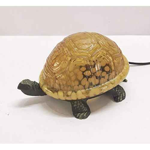 HUIMEIJU Brown glass turtle night light, Animal night light study balcony garden corner lighting