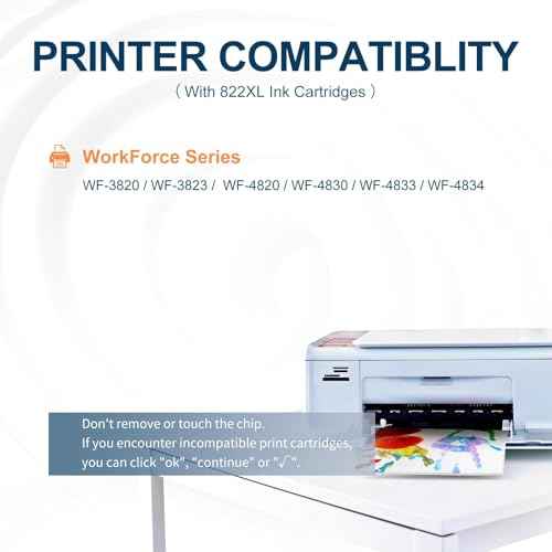 822XL Ink Cartridges Combo Pack Remanufactured Replacement for Epson 822XL Ink Cartridges 822XL Work for Epson WF-3820 WF-4820 WF-4830 WF-4833 WF-3823 WF-4834 Printer (4 Pack)
