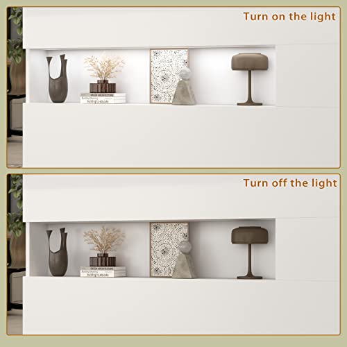 Reception Desk with Lighted Display Shelf, Lockable Drawers - 47.2" White