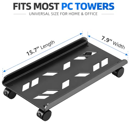 Hovadova Computer Tower Stand with 360° Wheels, Compact Mobile PC Stand