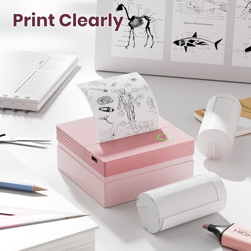 Genuine Self-Adhesive Thermal Printer Stickers, Compatible with PM290C Mini Sticker Printer, Black on White, 54mmx3.2m Sticker Paper for Journal, Study, Photos, Note, 3 Rolls, White