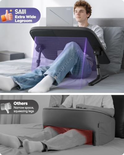 SAIJI Black Laptop Lap Desk with Soft Armrest, Adjustable Bed & Couch Table