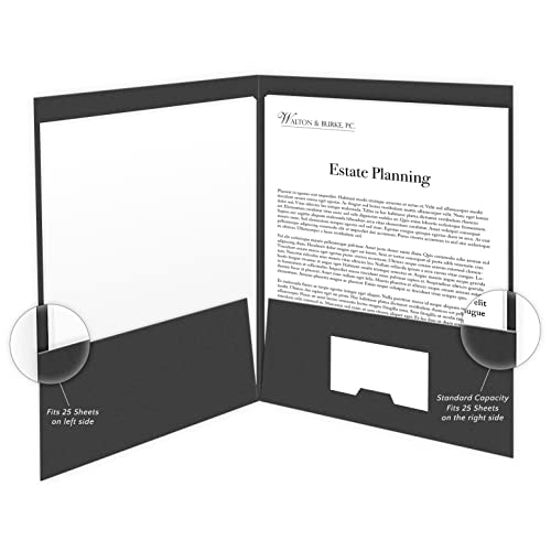 The Gallery Collection, 25 Count, Black, Estate Planning Documents Pocket Folders, Gold Foil Stamped, for Legal Professionals (9 x 12)