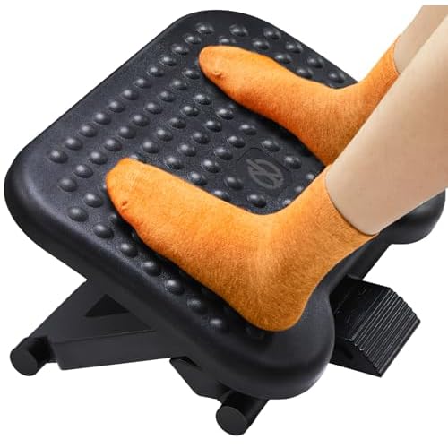 ErGear Under Desk Footrest, Adjustable Foot Rest with 3 Height Settings and 30-Degree Angle, Ergonomic Desk Foot Rest with Massage Texture, Foot and Leg Rest for Home & Office