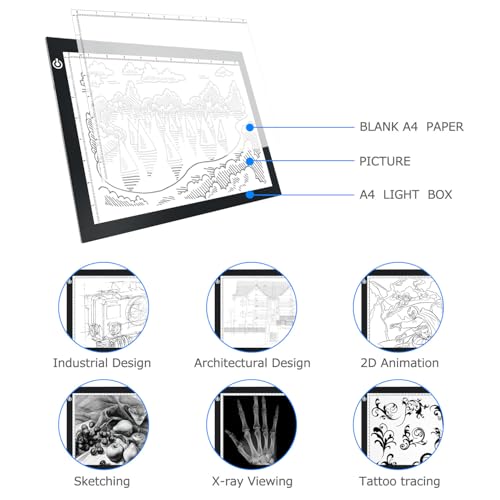 ME456 14-Inch Black USB Light Box for Tracing and Drawing