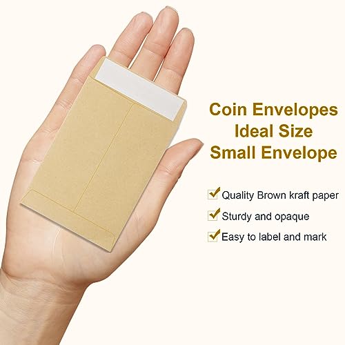 MEIXIAOVISNB58 Kraft Coin Envelopes - 100 Pack Small Sealed Seed & Office Envelopes