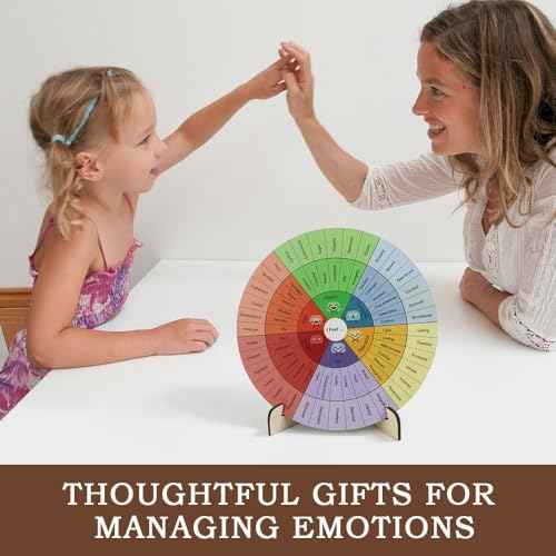Feelings Wheel Therapy Office Desk Decor Emotions Double Sided Mental Health Office Desk Decor with 2 Page Emotions Card for School Counselor, Counseling Therapist, Therapy Office D?cor