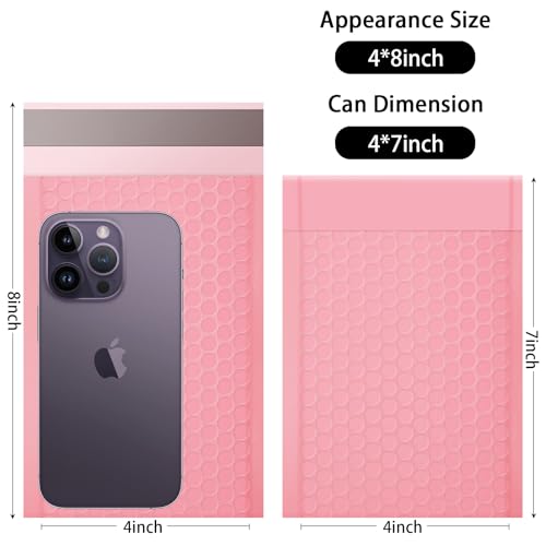 4x8 Inch Pink Bubble Mailers 40 Pack Self-Seal Poly Padded Envelopes Suitable for Small Businesses to Package and Mail Jewelry Cosmetics, Electronic Products, Cards (Pink, 4 x 8-40)