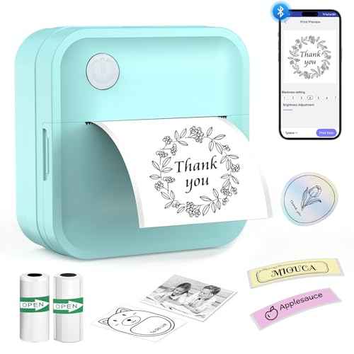 Label Maker Machine with Tape - Mini Sticker Printer Bluetooth Label Printer for Home Office Organization, Portable Thermal Sticker Maker Print Pod with Multiple Templates for Phone (Green)
