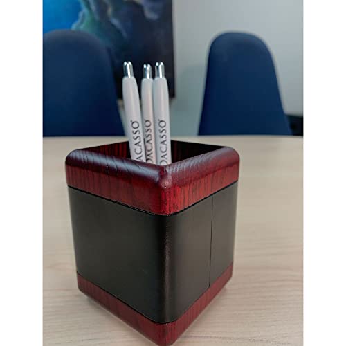 Dacasso Rosewood and Leather Pencil Cup